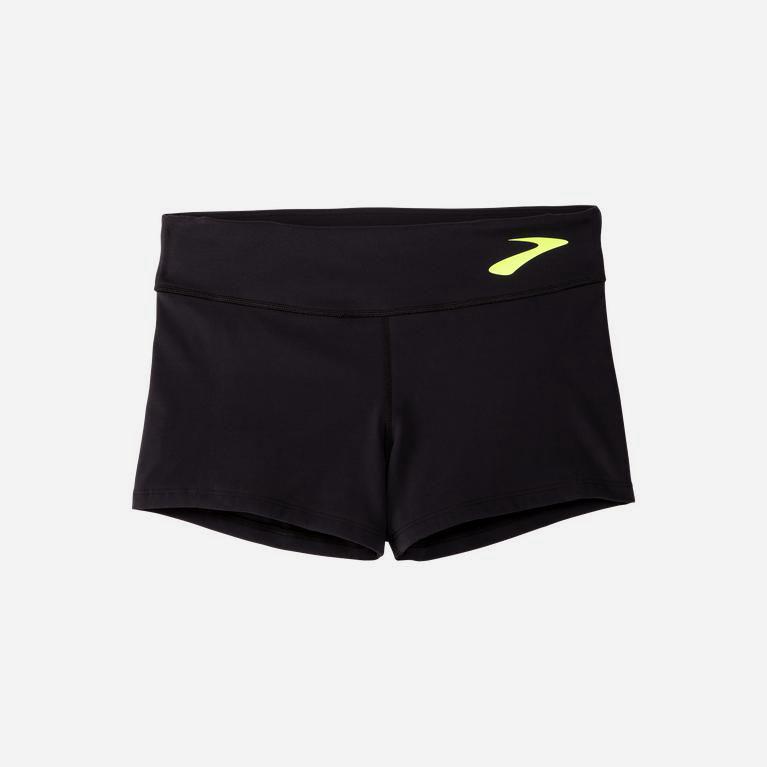 Brooks Speedwork Tight - Pantalones Cortos Mujer - Negras / Verde Amarillo (LOBC-37120)